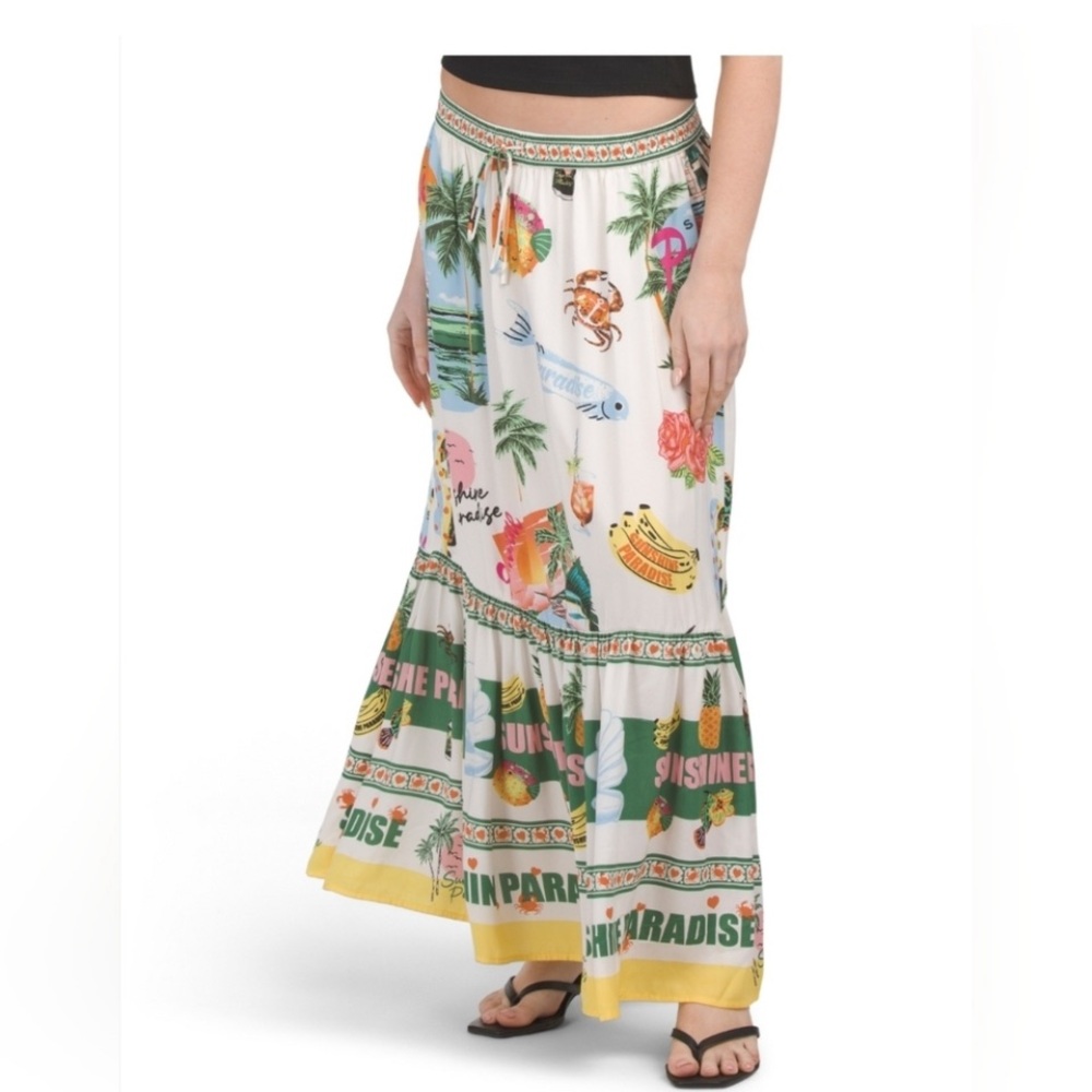 Rachel Zoe Colorful Tropical Paradise Maxi Skirt Size M